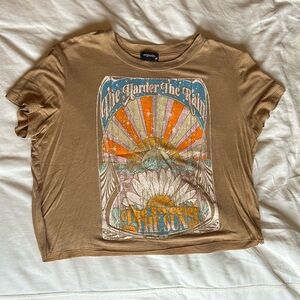 Size medium gold/yellow cropped graphic tee from Altar’d State